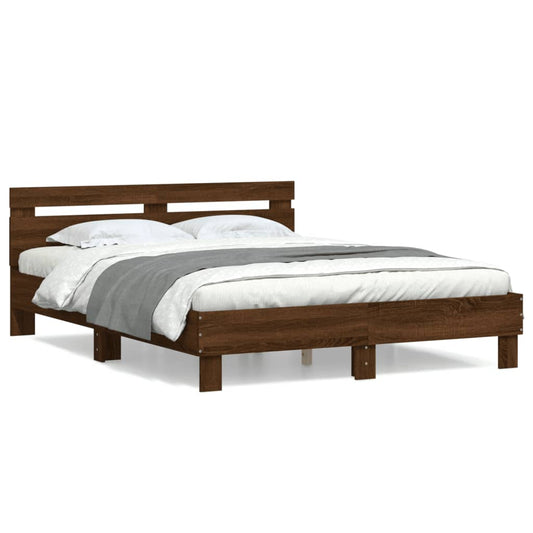Bed Frame without Mattress Brown Oak 150x200 cm King Size