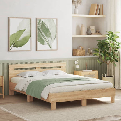 Bed Frame without Mattress Sonoma Oak 140x200 cm