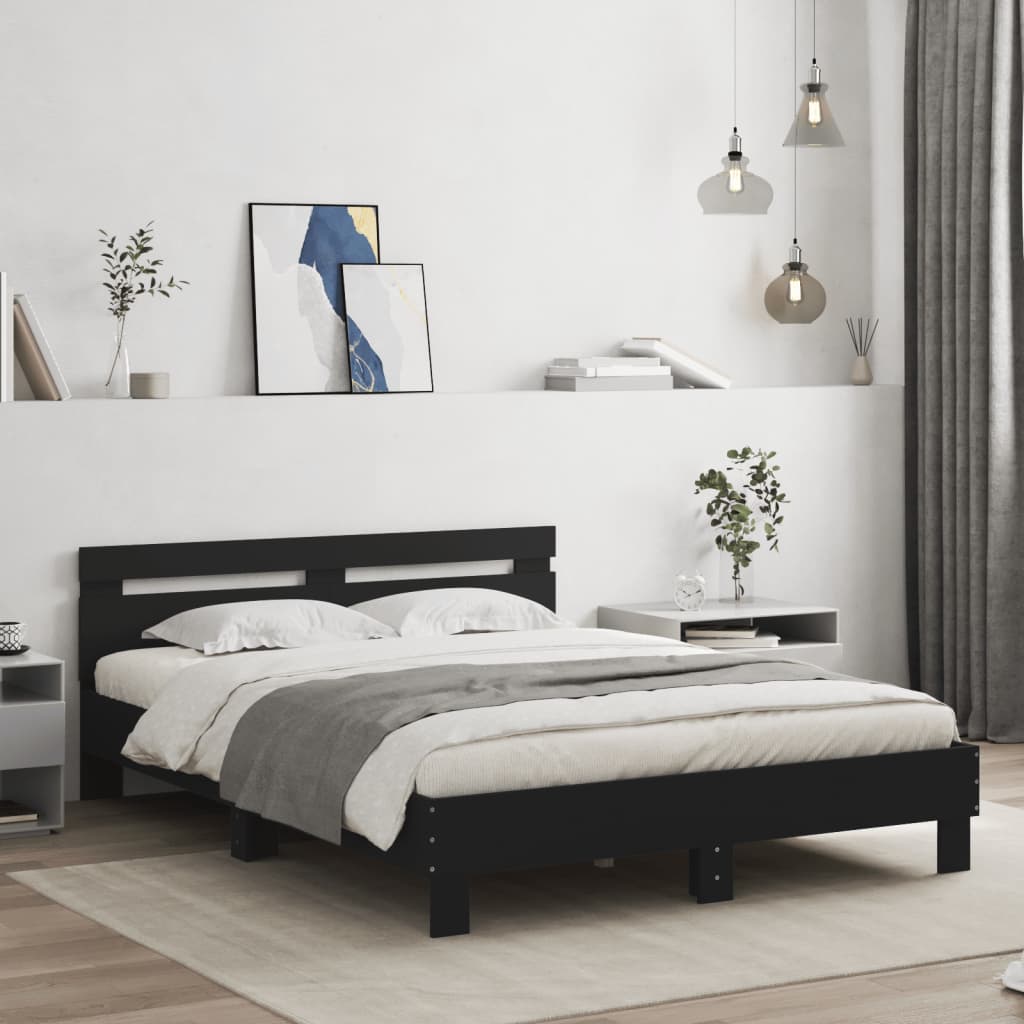 Bed Frame without Mattress Black 140x190 cm