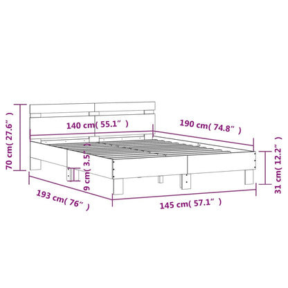 Bed Frame without Mattress Black 140x190 cm