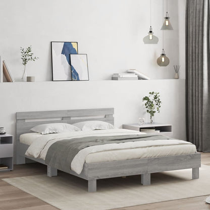 Bed Frame without Mattress Grey Sonoma 140x190 cm