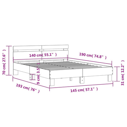Bed Frame without Mattress Grey Sonoma 140x190 cm