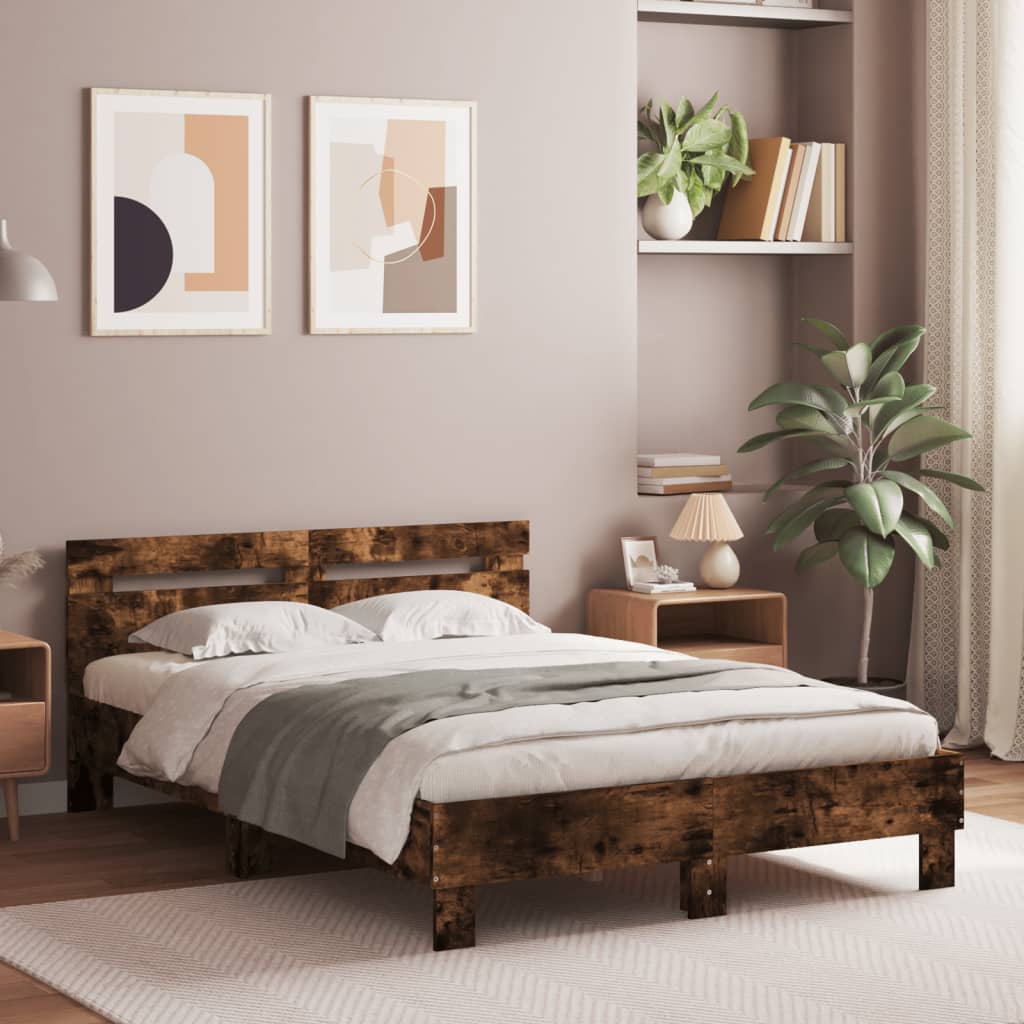 Bed Frame without Mattress Smoked Oak 120x190 cm Small Double