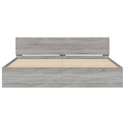 Bed Frame without Mattress Grey Sonoma 160x200 cm