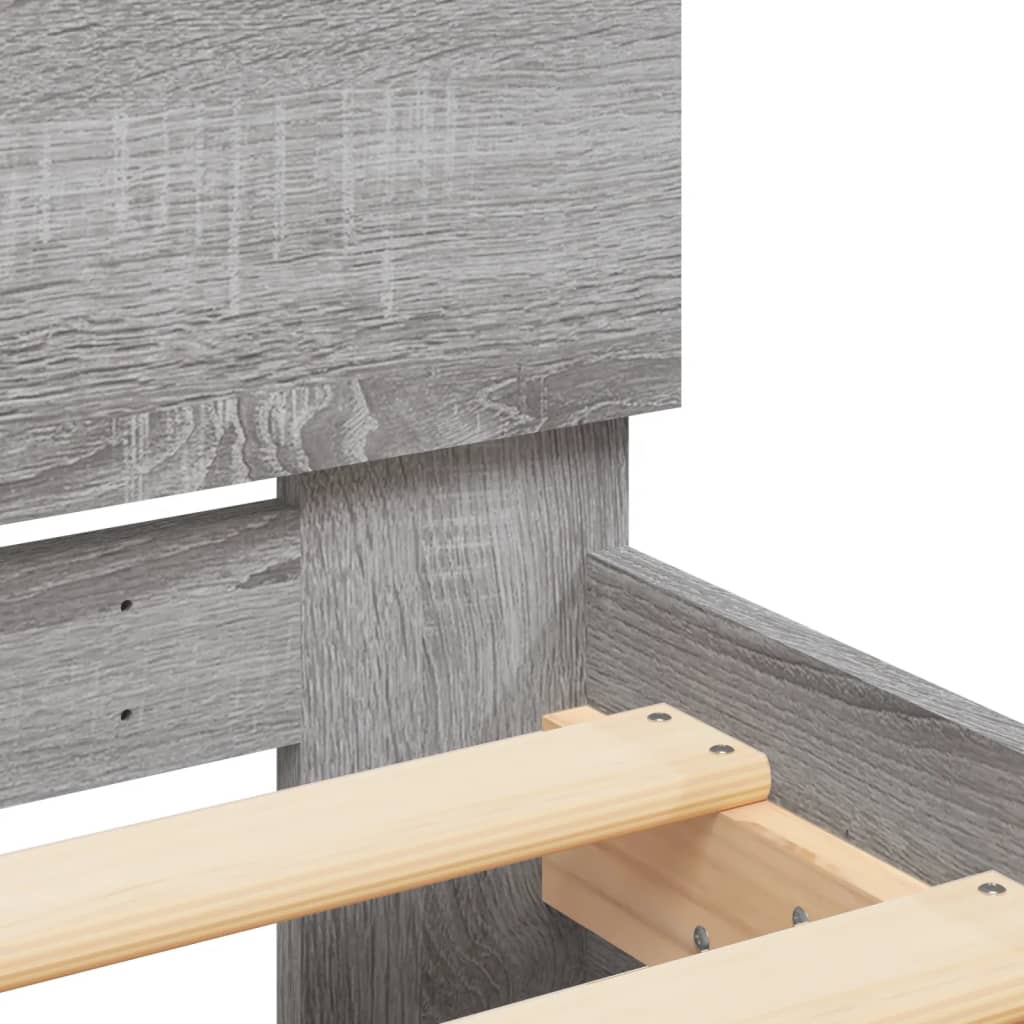 Bed Frame without Mattress Grey Sonoma 160x200 cm