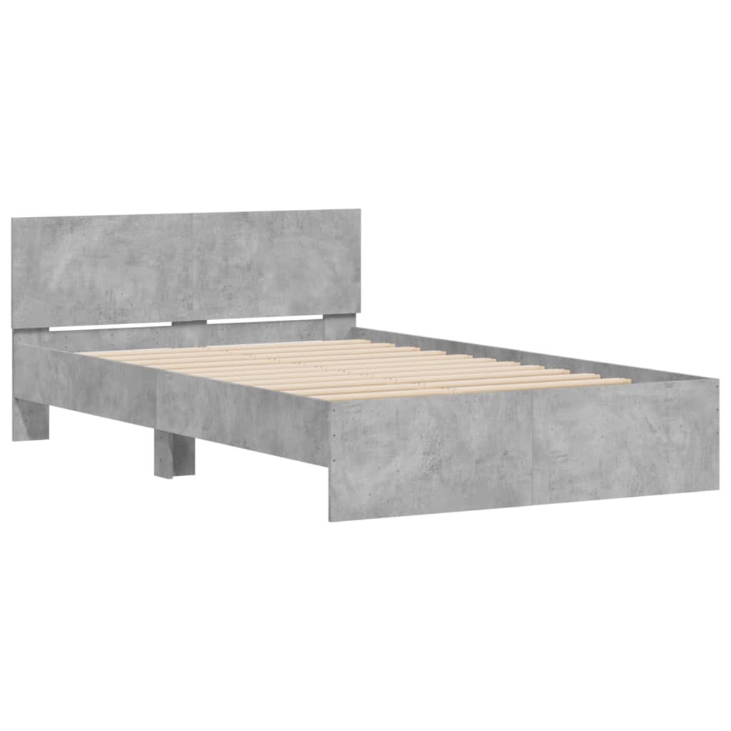 Bed Frame without Mattress Concrete Grey 120x190 cm Small Double