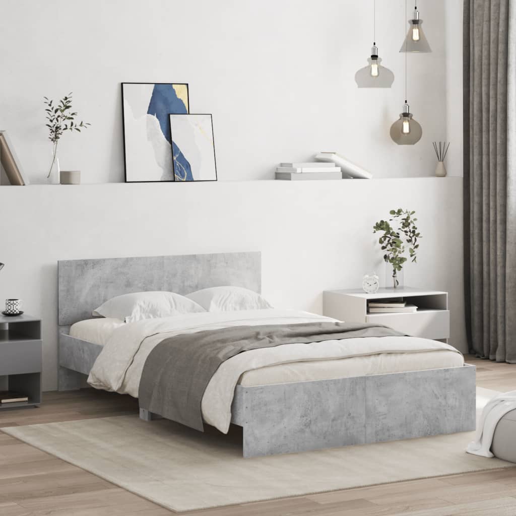 Bed Frame without Mattress Concrete Grey 120x190 cm Small Double