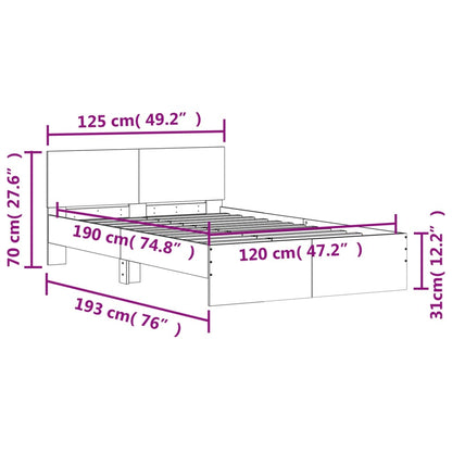 Bed Frame without Mattress Grey Sonoma 120x190 cm Small Double