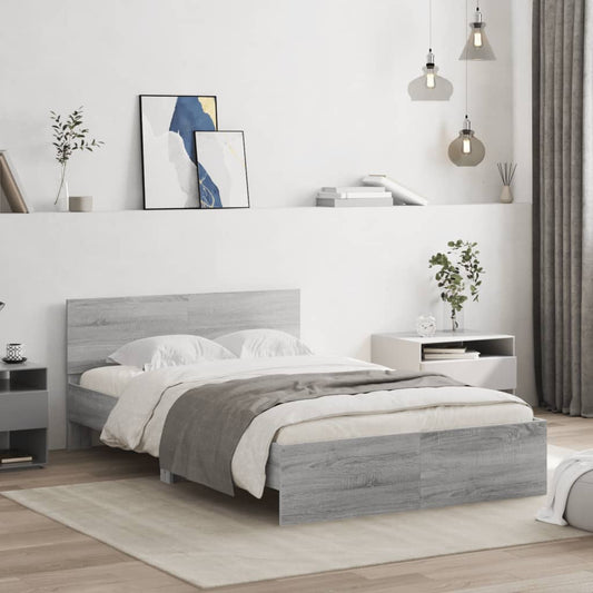 Bed Frame without Mattress Grey Sonoma 120x190 cm Small Double