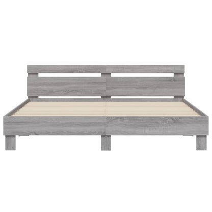 Bed Frame with LED without Mattress Grey Sonoma 180x200 cm Super King