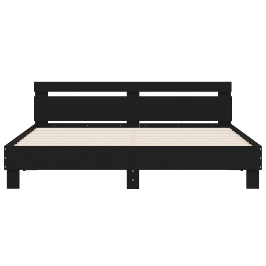 Bed Frame with LED without Mattress Black 160x200 cm