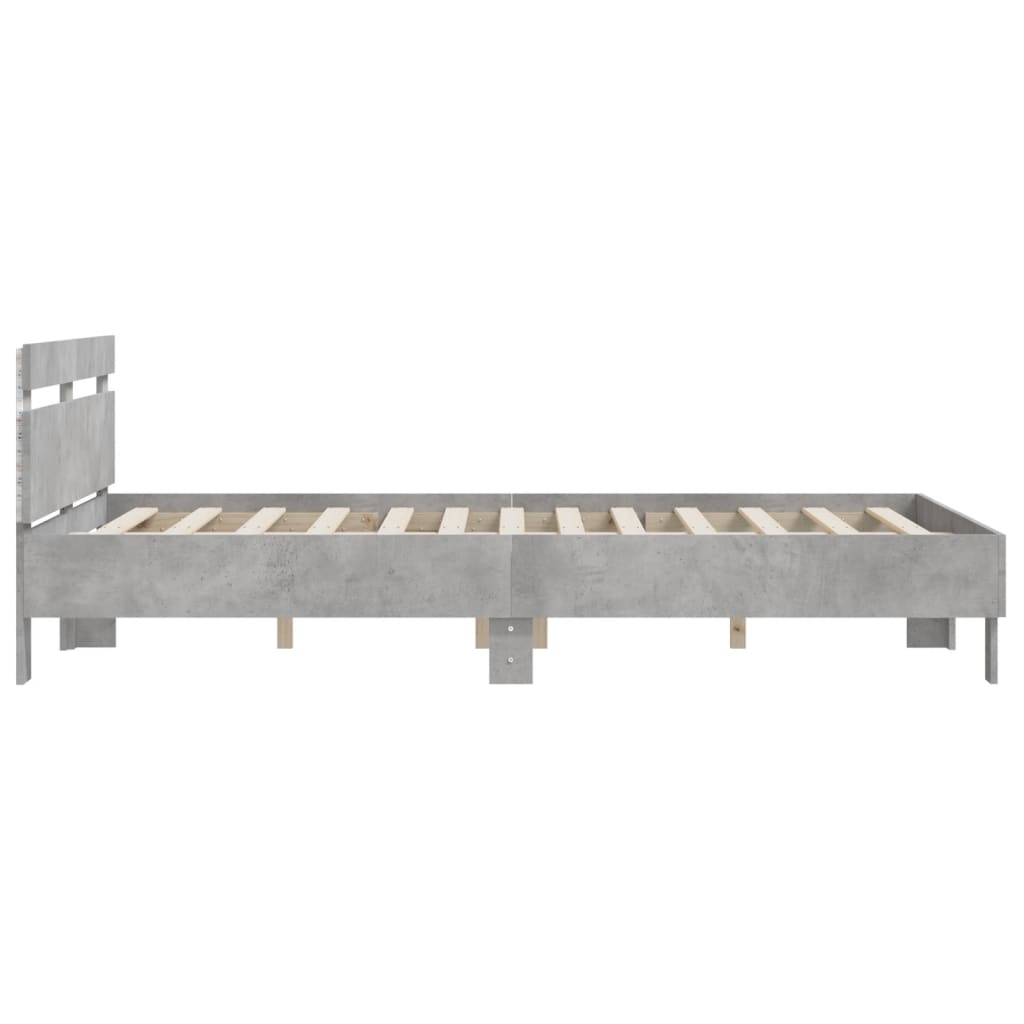 Bed Frame with LED without Mattress Concrete Grey 150x200 cm King Size