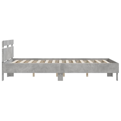 Bed Frame with LED without Mattress Concrete Grey 150x200 cm King Size