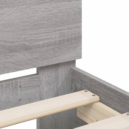 Bed Frame with LED without Mattress Grey Sonoma 150x200 cm King Size