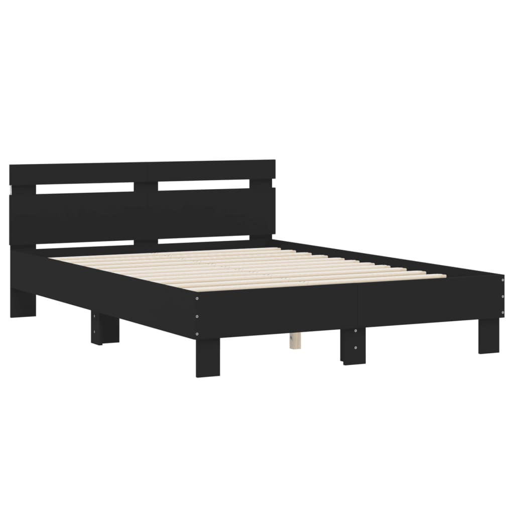 Bed Frame with LED without Mattress Black 120x200 cm