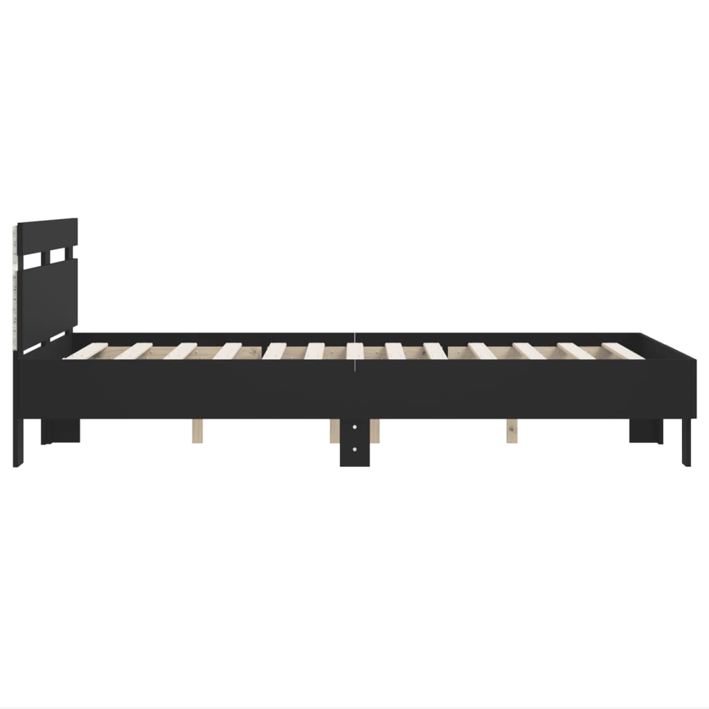 Bed Frame with LED without Mattress Black 120x200 cm
