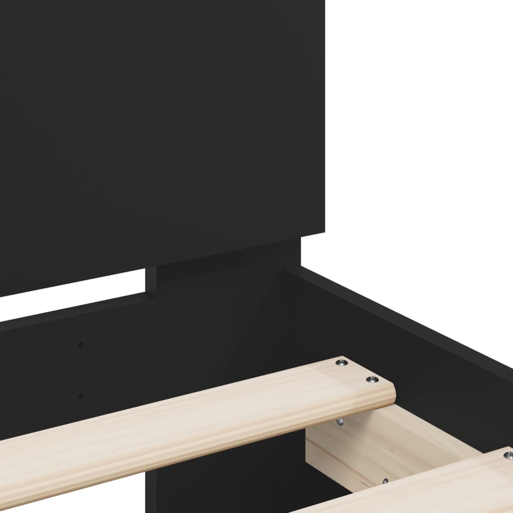Bed Frame with LED without Mattress Black 120x200 cm