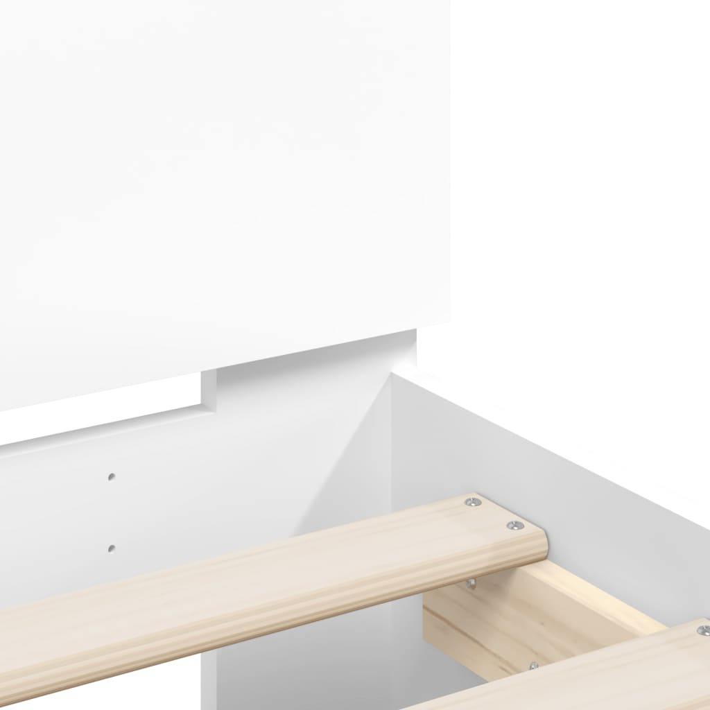 Bed Frame with LED without Mattress White 135x190 cm Double