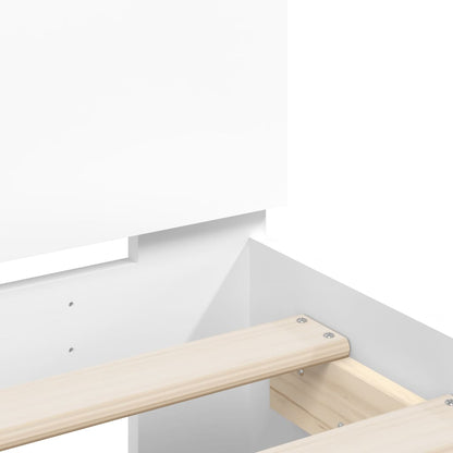 Bed Frame with LED without Mattress White 135x190 cm Double