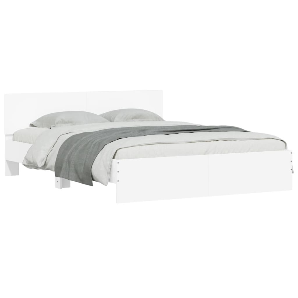 Bed Frame with LED without Mattress White 160x200 cm