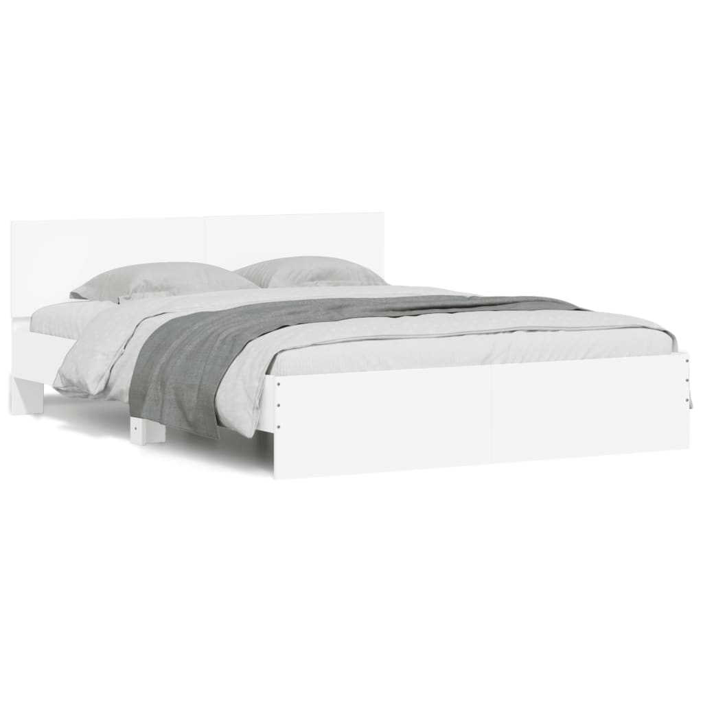 Bed Frame with LED without Mattress White 160x200 cm