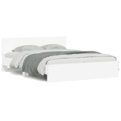 Bed Frame with LED without Mattress White 160x200 cm