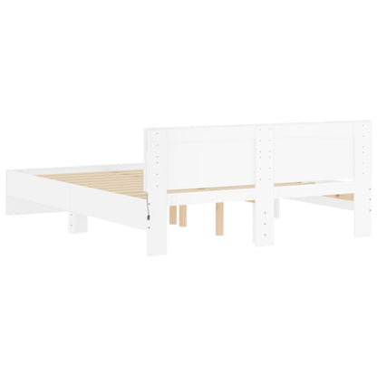 Bed Frame with LED without Mattress White 160x200 cm