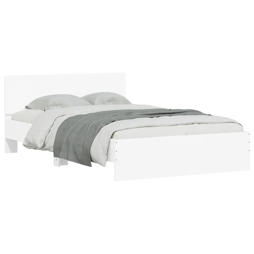 Bed Frame with LED without Mattress White 135x190 cm Double