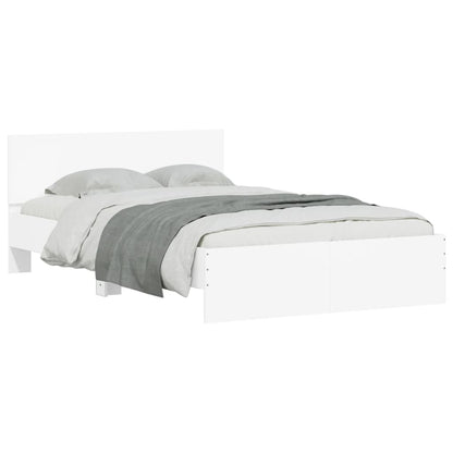 Bed Frame with LED without Mattress White 135x190 cm Double