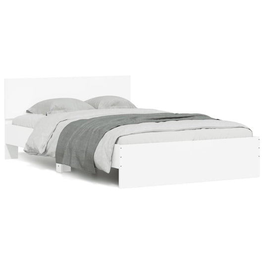 Bed Frame with LED without Mattress White 135x190 cm Double