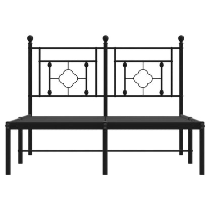 Metal Bed Frame without Mattress with Headboard Black 120x200cm
