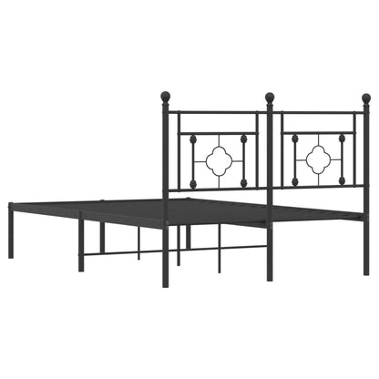 Metal Bed Frame without Mattress with Headboard Black 120x200cm