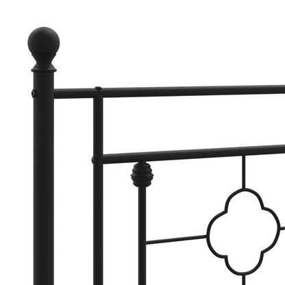 Metal Bed Frame without Mattress with Footboard Black 90x190cm