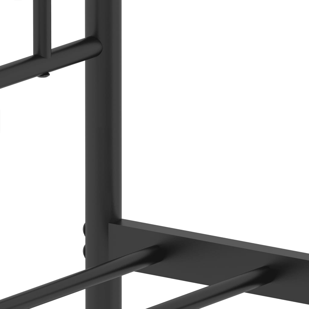 Metal Bed Frame without Mattress with Footboard Black 90x190cm