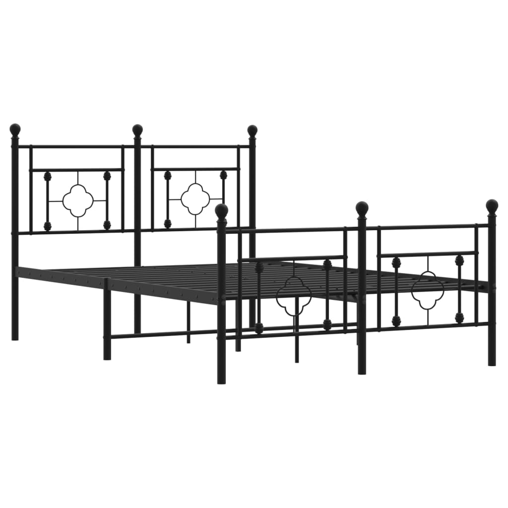 Metal Bed Frame without Mattress with Footboard Black 120x190cm