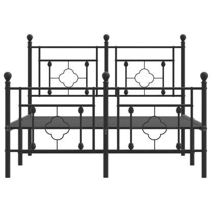 Metal Bed Frame without Mattress with Footboard Black 120x190cm