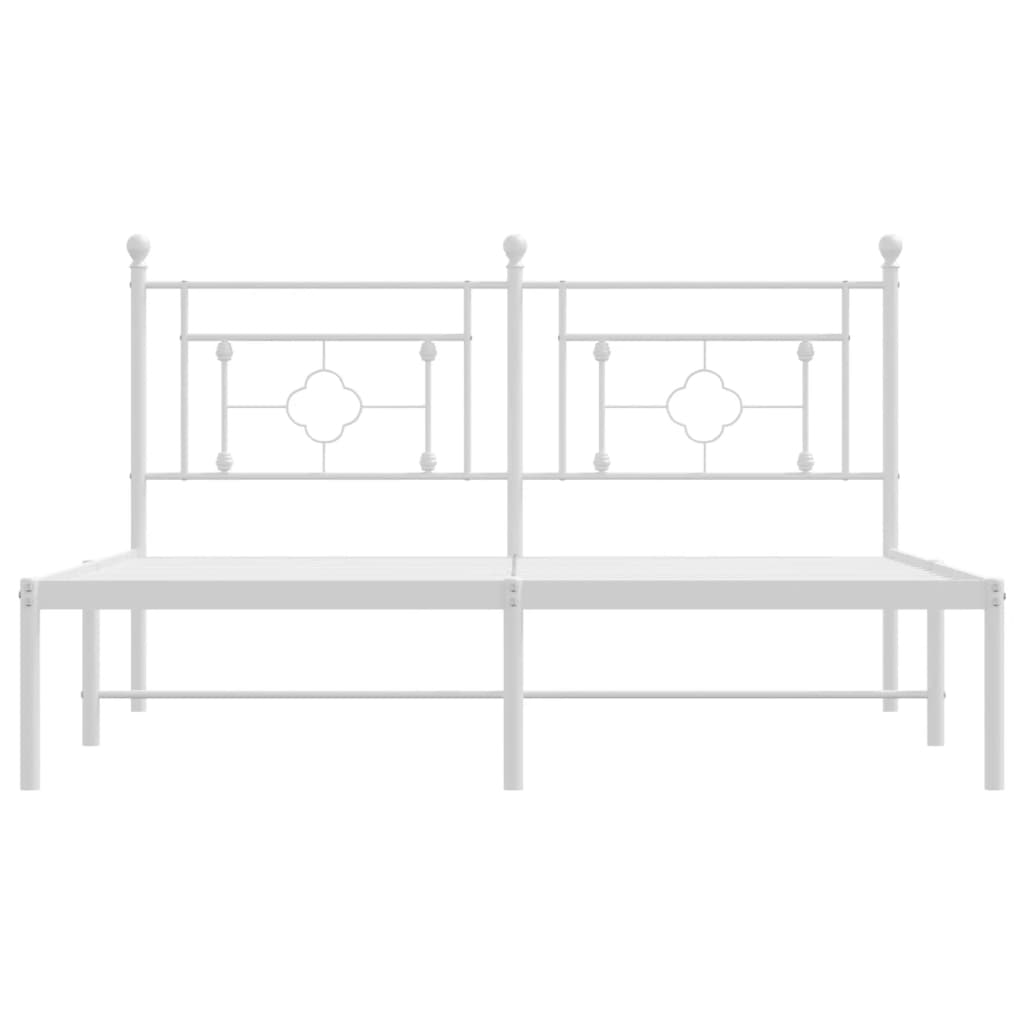 Metal Bed Frame without Mattress with Headboard White 150x200cm