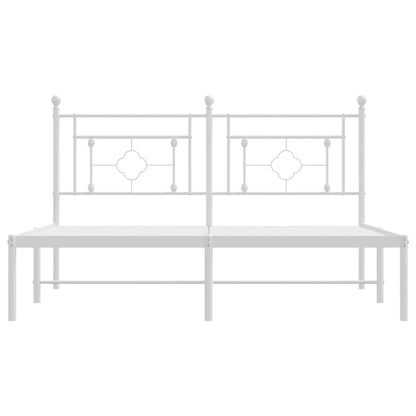 Metal Bed Frame without Mattress with Headboard White 150x200cm