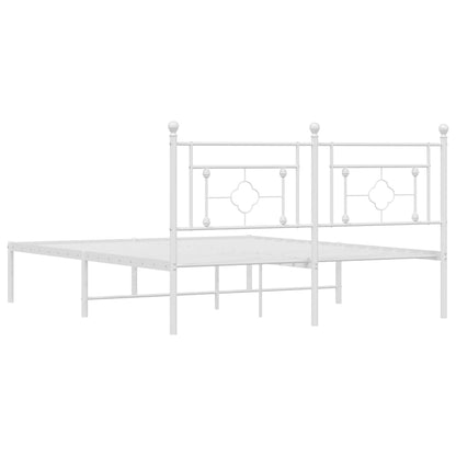 Metal Bed Frame without Mattress with Headboard White 150x200cm