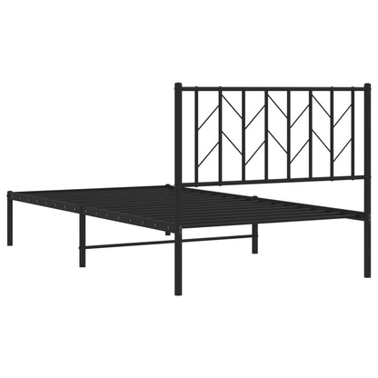 Metal Bed Frame without Mattress with Headboard Black 100x190cm
