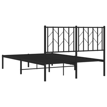 Metal Bed Frame without Mattress with Headboard Black 120x190cm