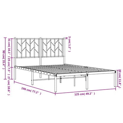 Metal Bed Frame without Mattress with Headboard Black 120x190cm