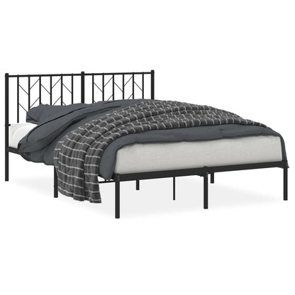 Metal Bed Frame without Mattress with Headboard Black 140x200cm