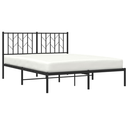Metal Bed Frame without Mattress with Headboard Black 140x200cm