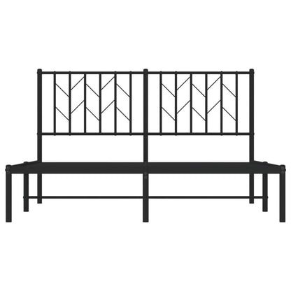 Metal Bed Frame without Mattress with Headboard Black 140x200cm