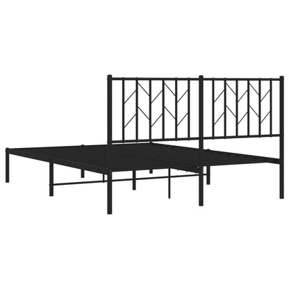 Metal Bed Frame without Mattress with Headboard Black 140x200cm