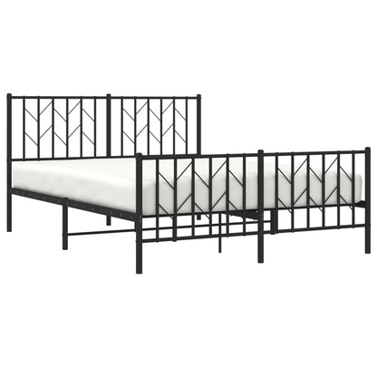 Metal Bed Frame without Mattress with Footboard Black 135x190cm