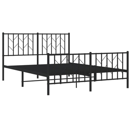 Metal Bed Frame without Mattress with Footboard Black 135x190cm