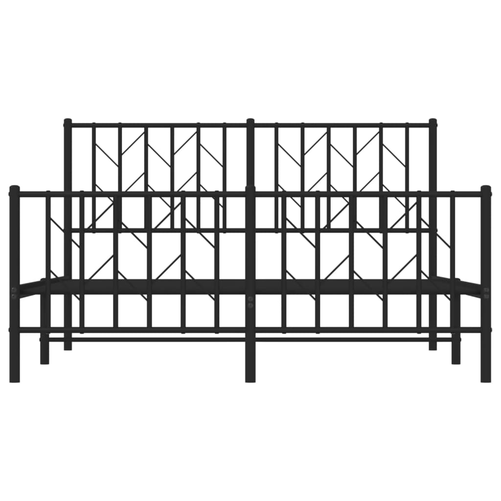 Metal Bed Frame without Mattress with Footboard Black 135x190cm