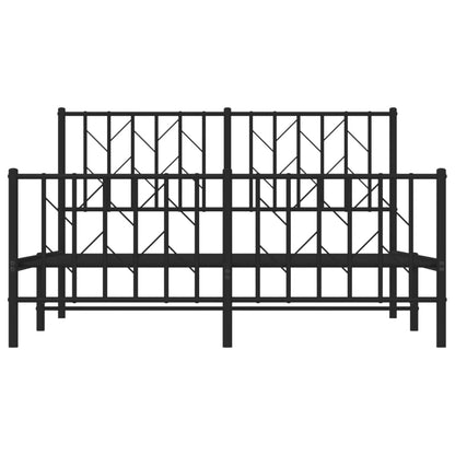 Metal Bed Frame without Mattress with Footboard Black 135x190cm